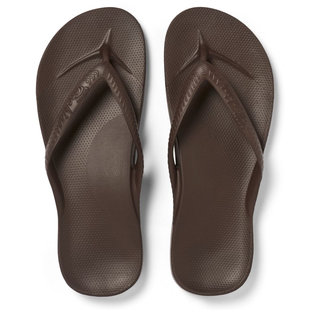 Archies Arch Support Flip Flops in Brown - Getoutside Shoes