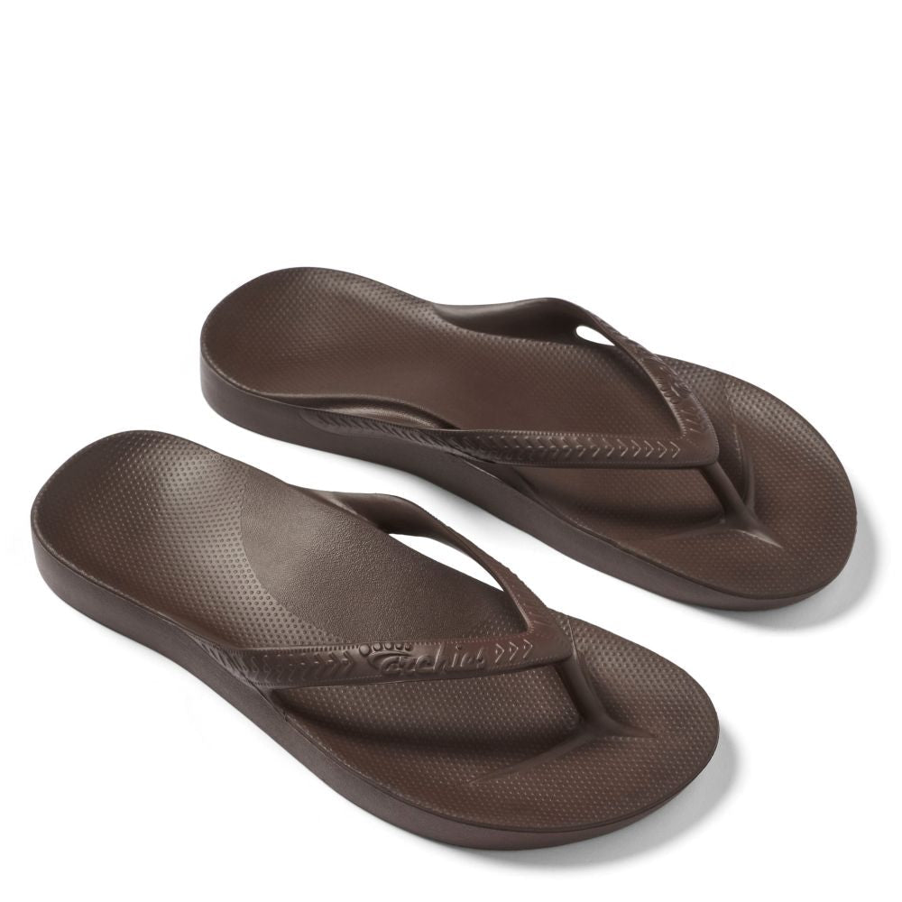 Archies Arch Support Flip Flops in Brown - Getoutside Shoes