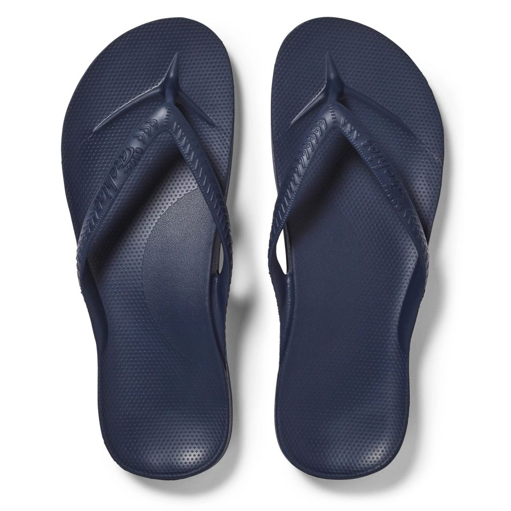 Archies Arch Support Flip Flops in Navy - Getoutside Shoes