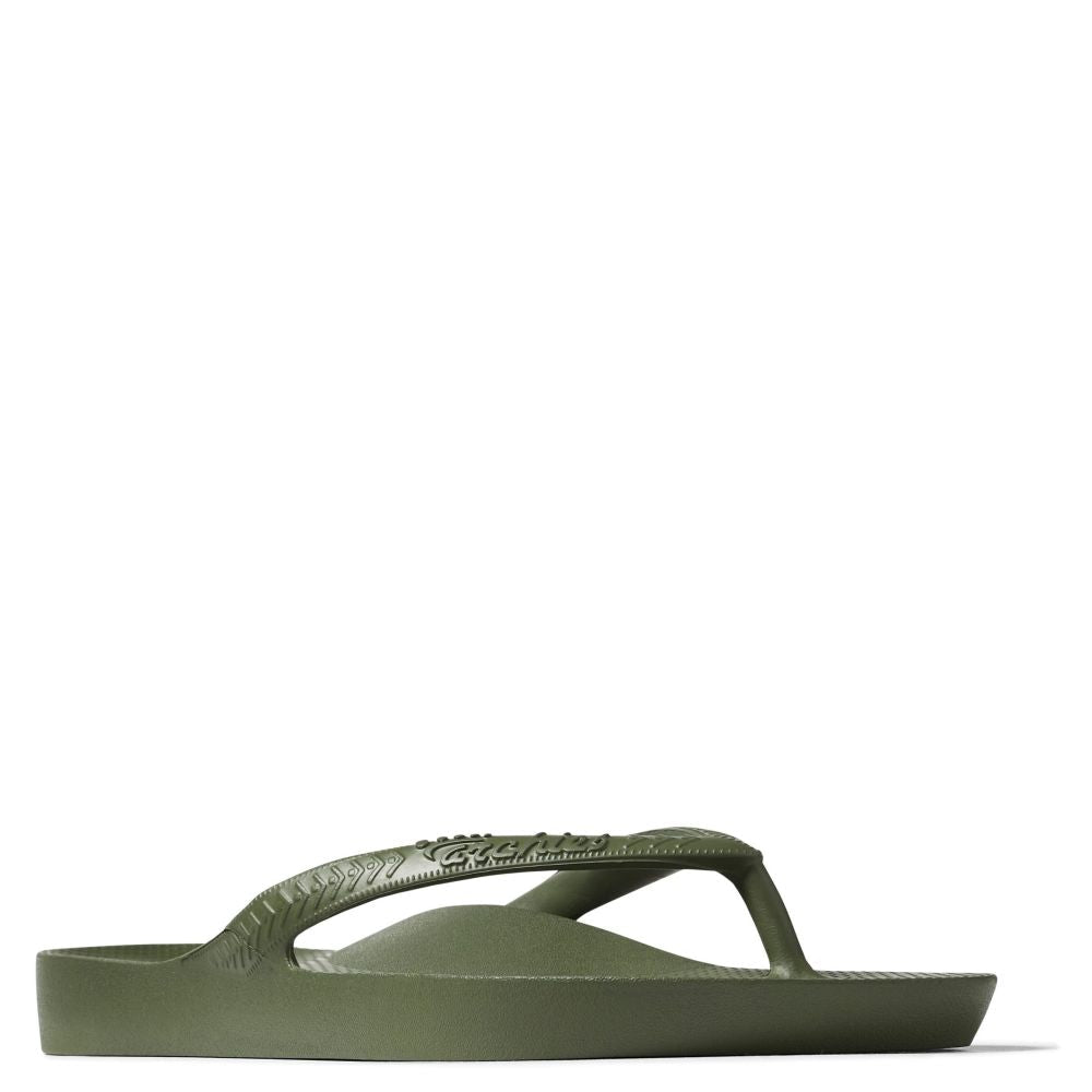 Archies Arch Support Flip Flops in Olive - Getoutside Shoes