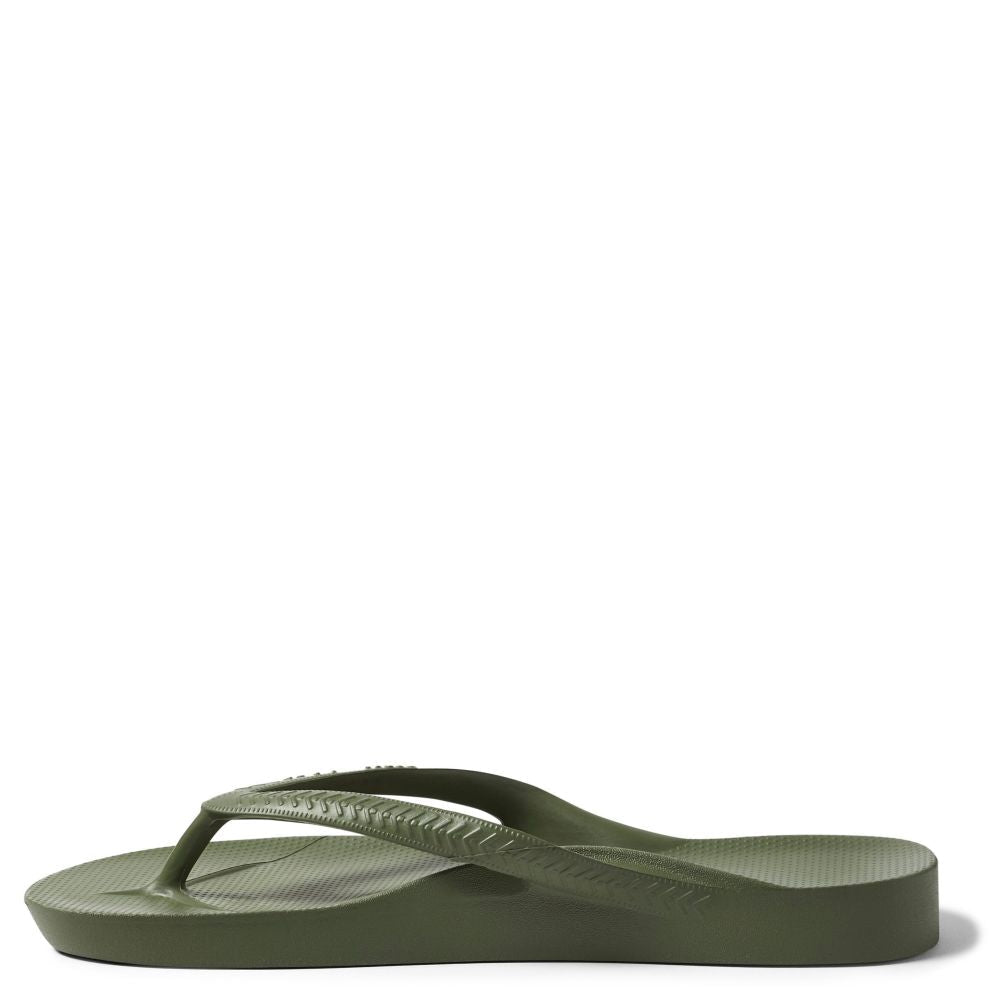 Archies Arch Support Flip Flops in Olive - Getoutside Shoes
