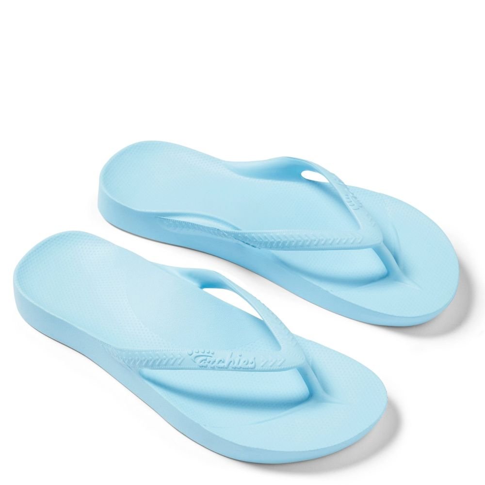 Archies Arch Support Flip Flops in Sky Blue - Getoutside Shoes