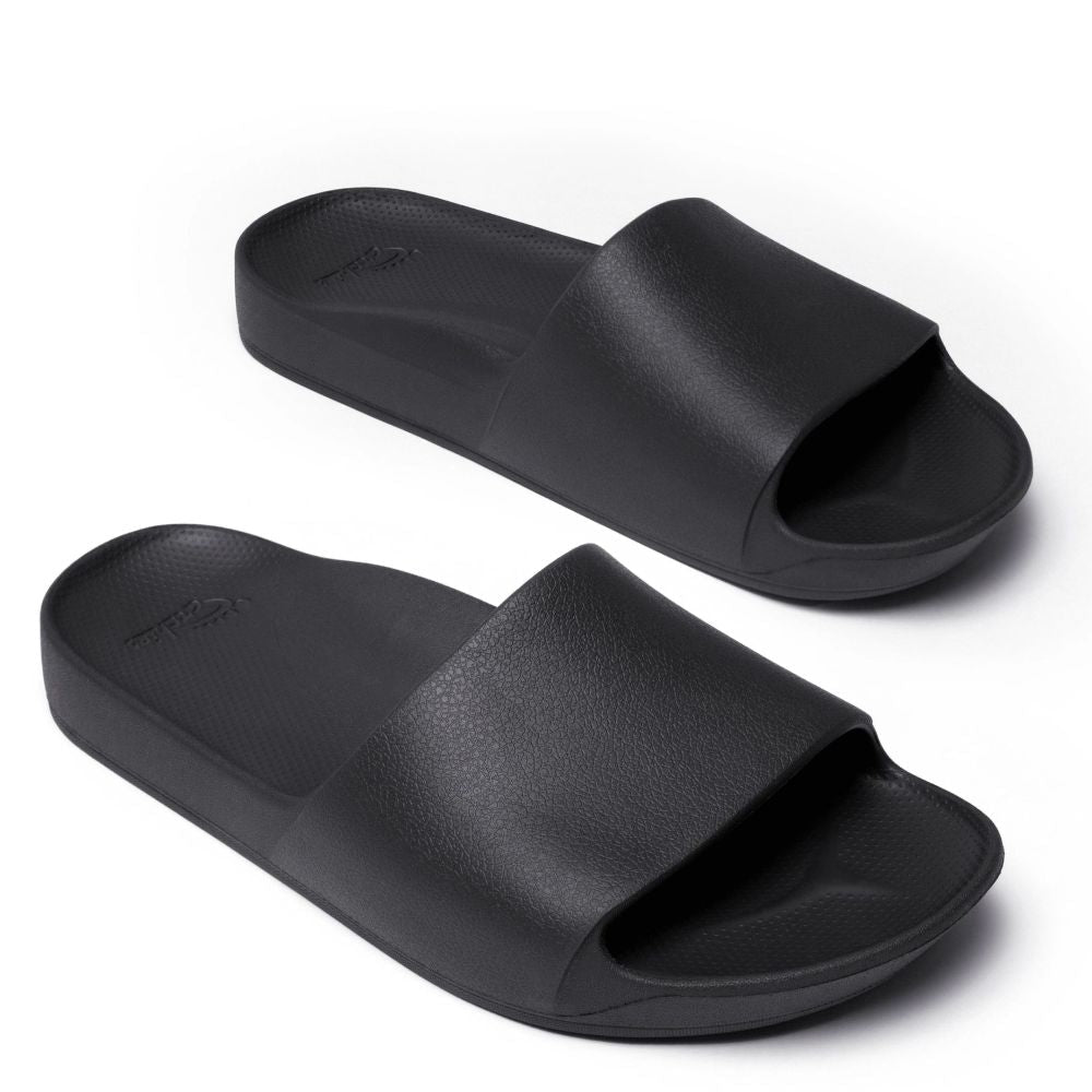 Archies Arch Support Slides in Black - Getoutside Shoes