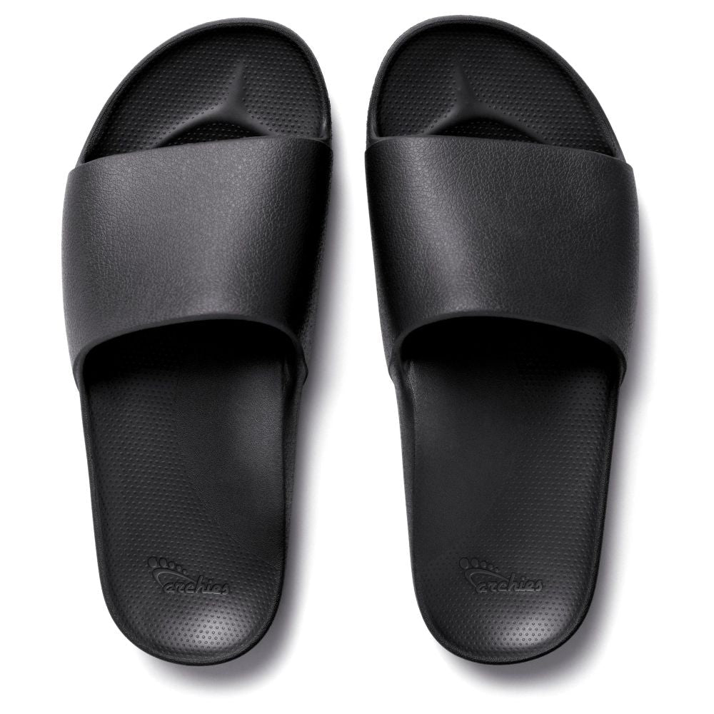 Archies Arch Support Slides in Black - Getoutside Shoes