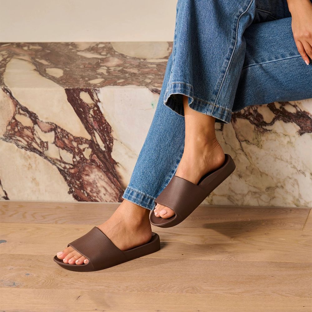 Archies Arch Support Slides in Brown - Getoutside Shoes