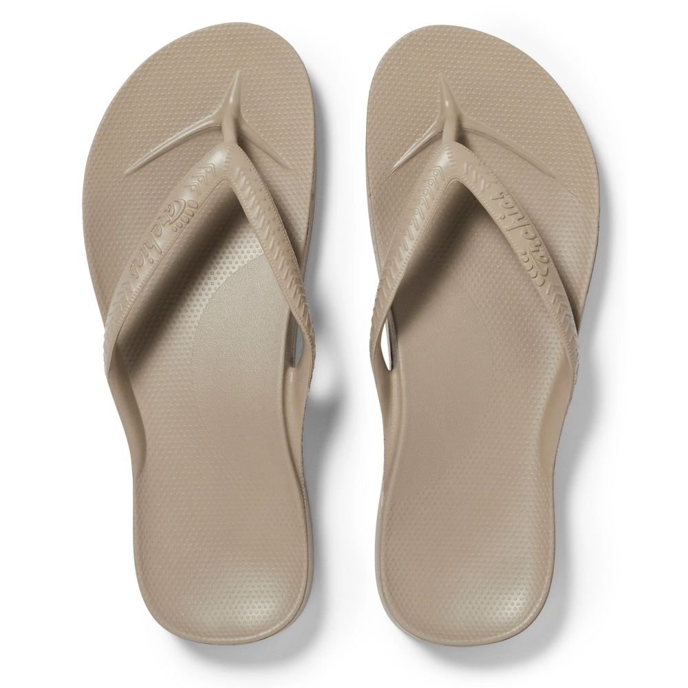Archies Women's Arch Support Flip Flops in Taupe - Getoutside Shoes