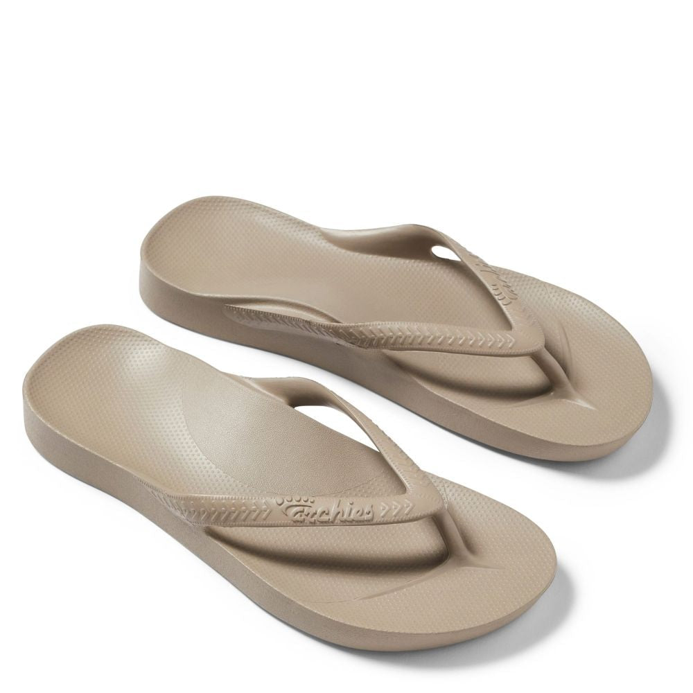 Archies Women's Arch Support Flip Flops in Taupe - Getoutside Shoes