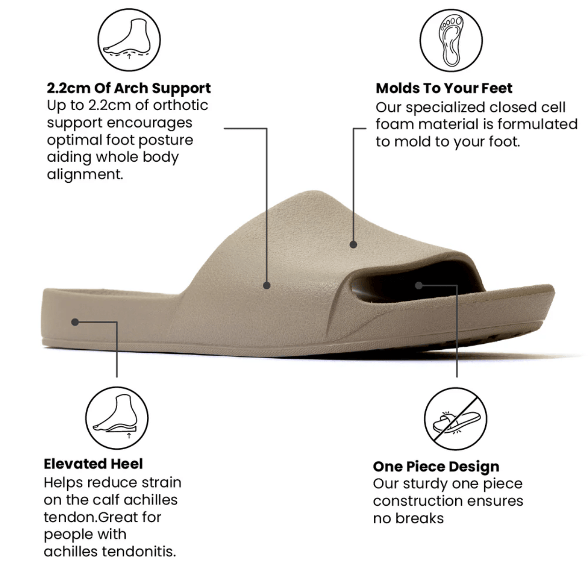 Archies Women's Arch Support Slides in Taupe - Getoutside Shoes