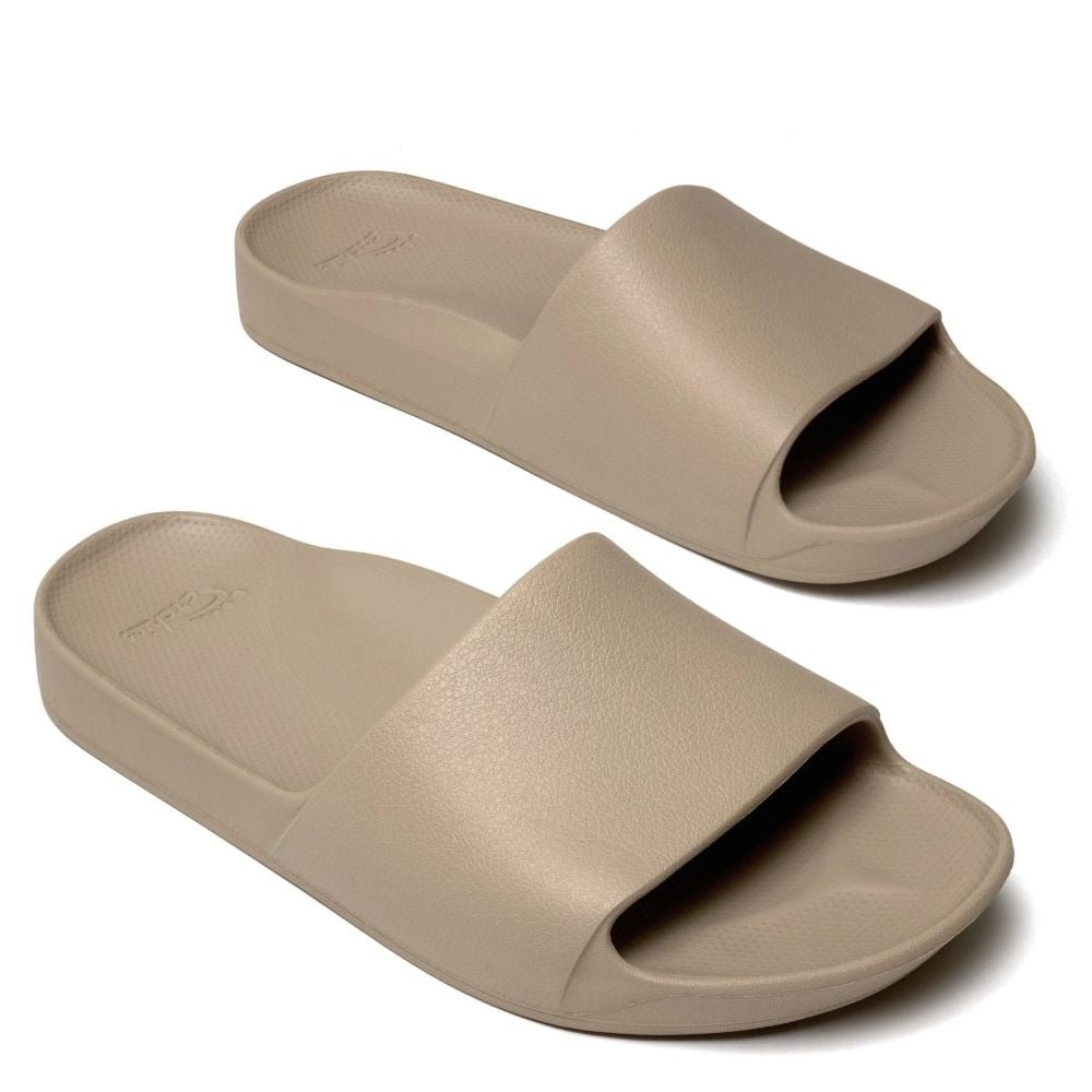 Archies Women's Arch Support Slides in Taupe - Getoutside Shoes