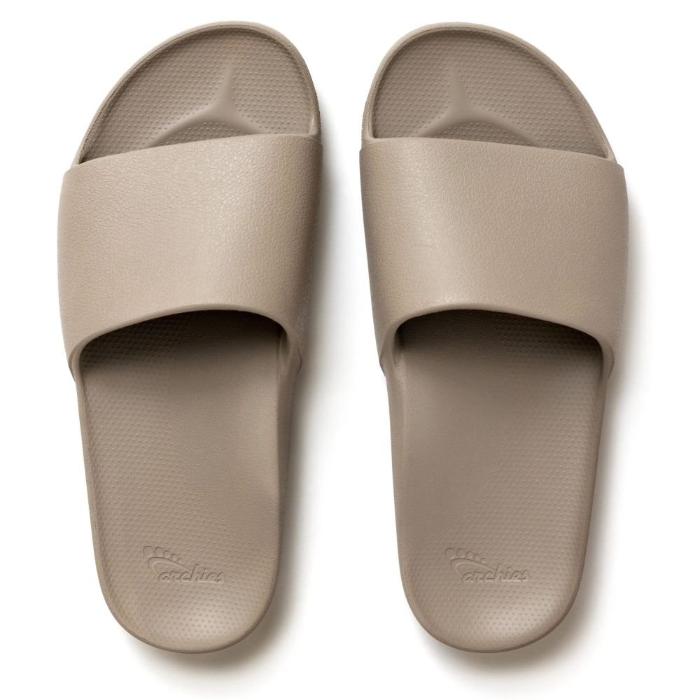 Archies Women's Arch Support Slides in Taupe - Getoutside Shoes