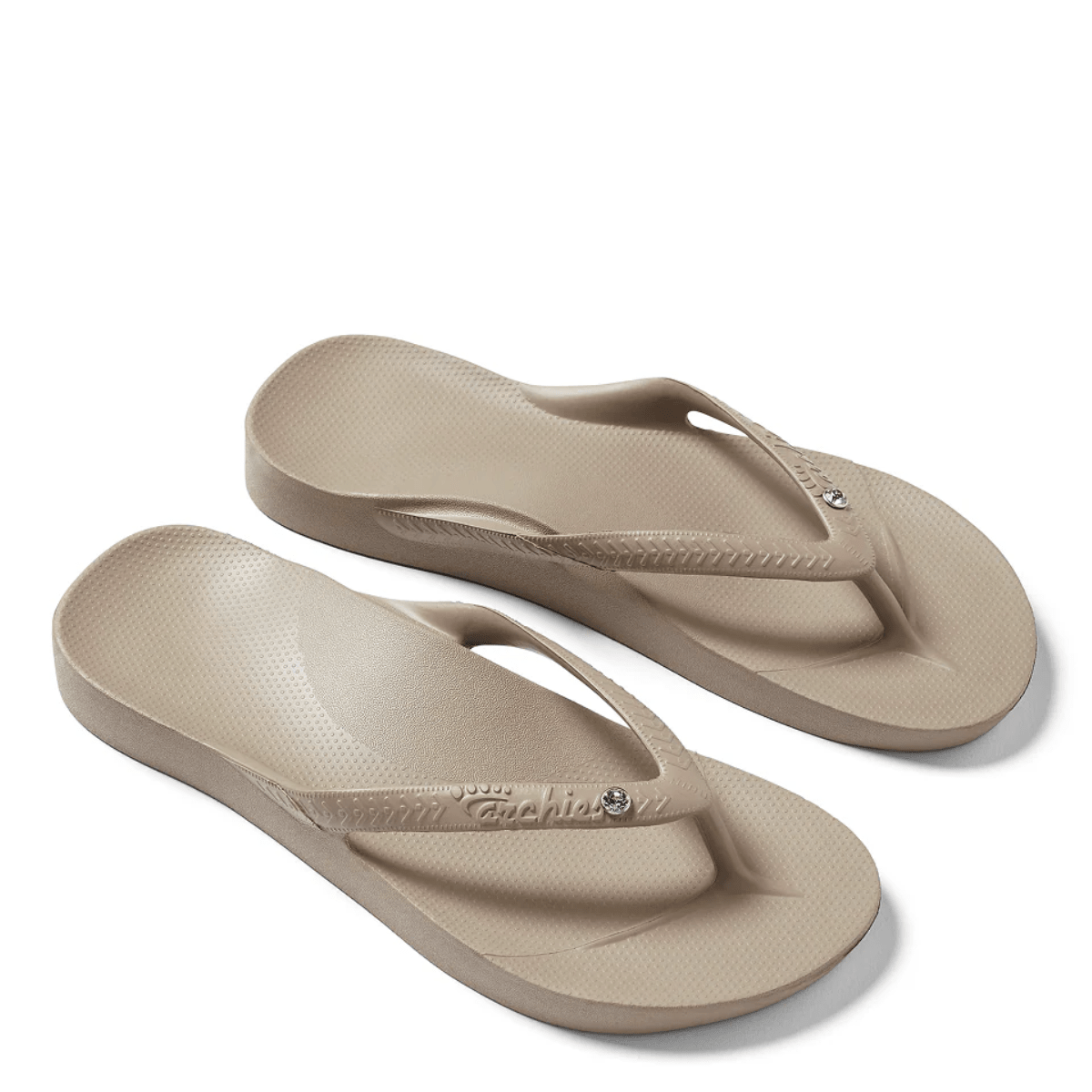 Archies Women's Crystal Arch Support Flip Flops in Taupe - Getoutside Shoes
