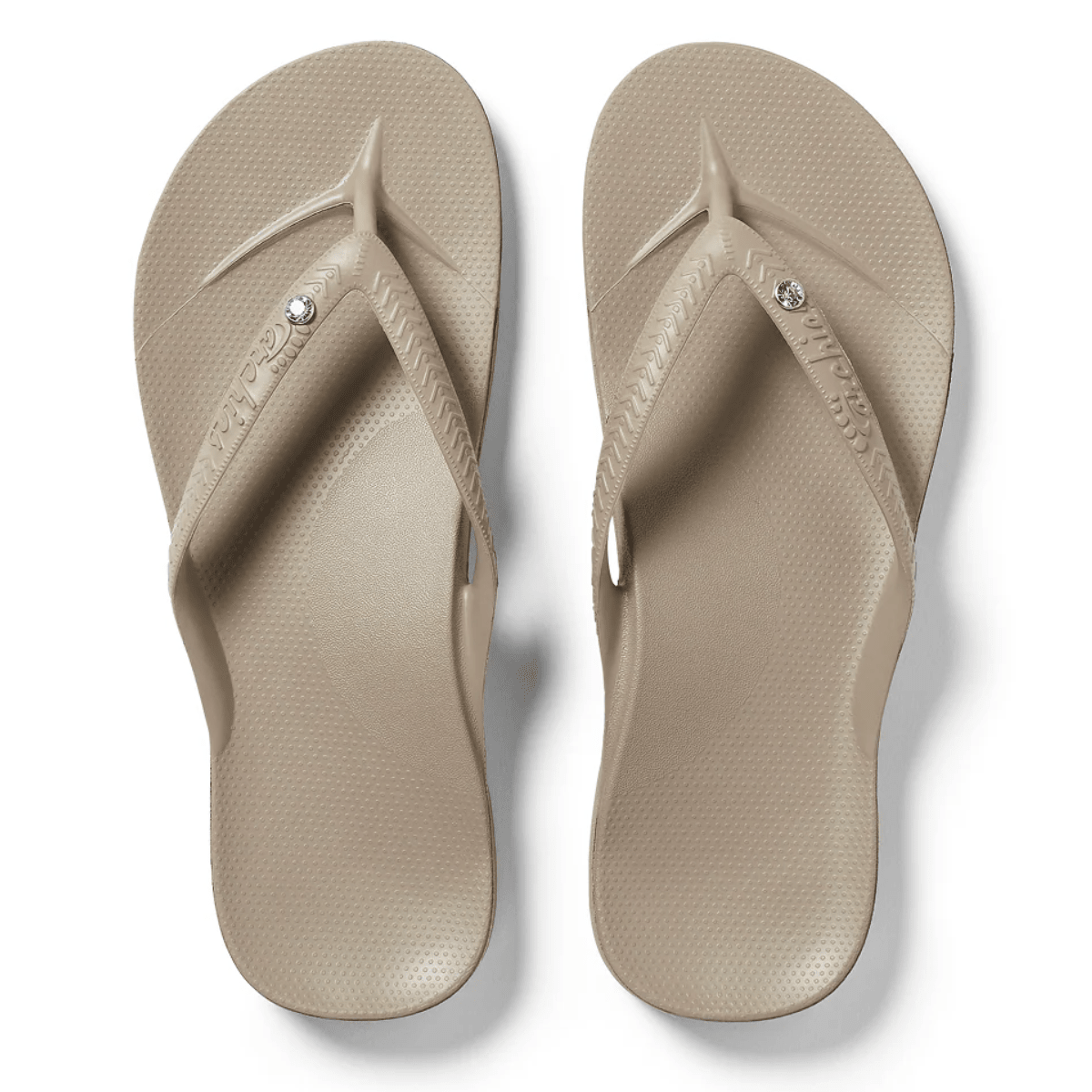 Archies Women's Crystal Arch Support Flip Flops in Taupe - Getoutside Shoes