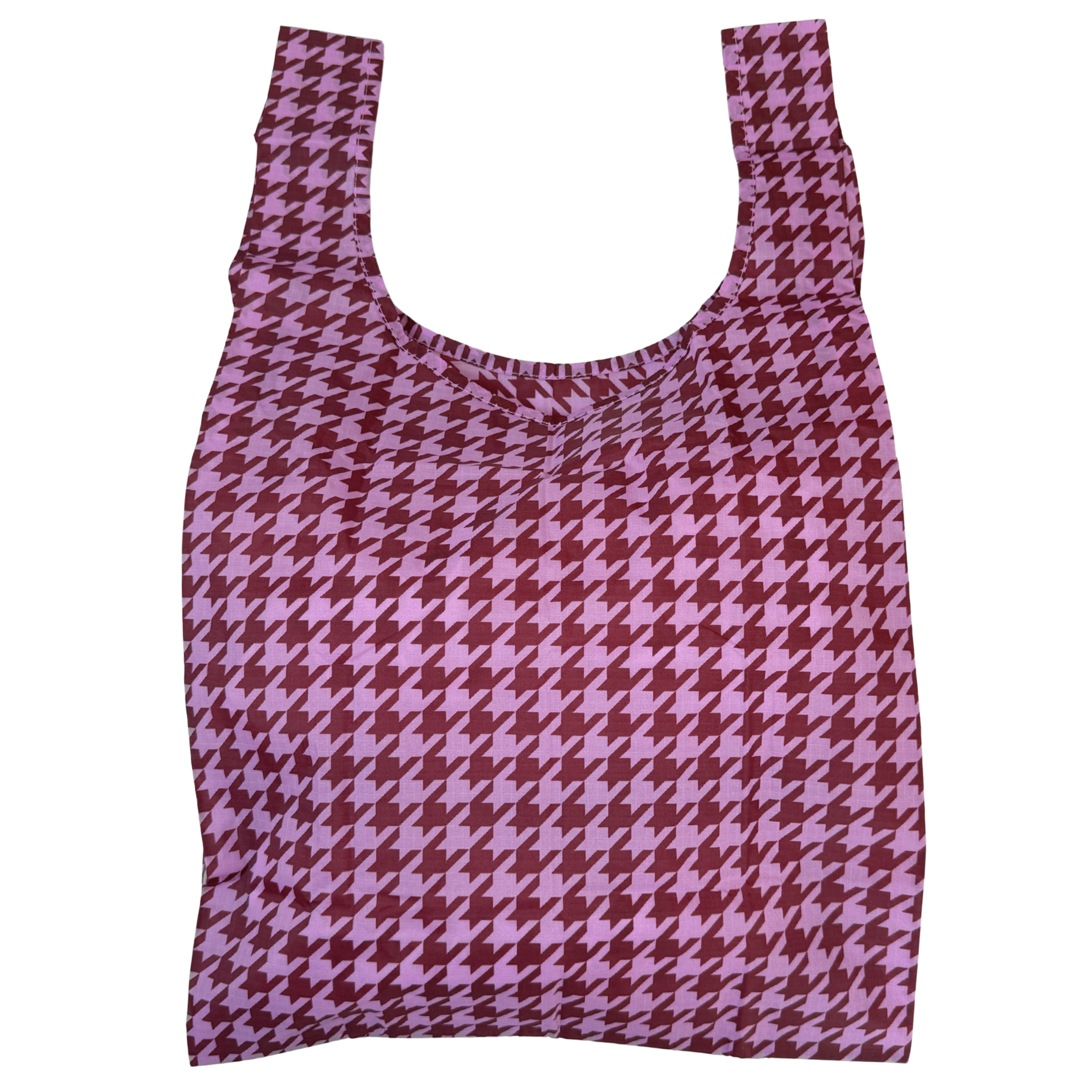Baggu Standard Bag in Brown Pink Houndstooth