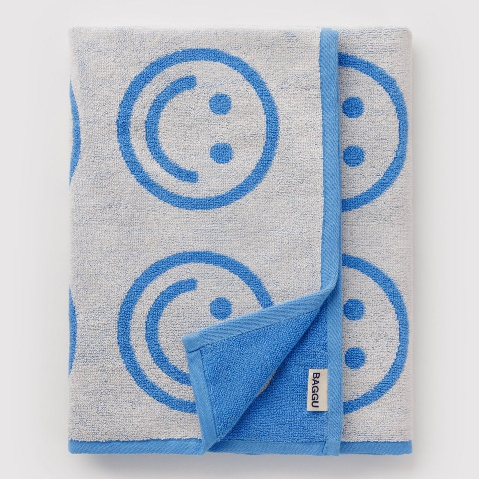 Baggu Bath Towel in Sky Blue Happy - Getoutside Shoes