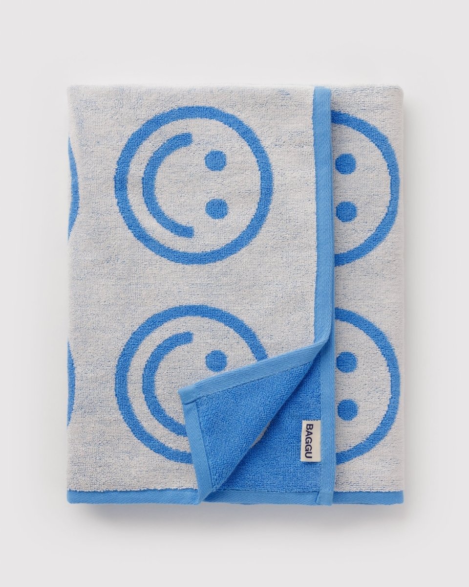 Baggu Bath Towel in Sky Blue Happy - Getoutside Shoes