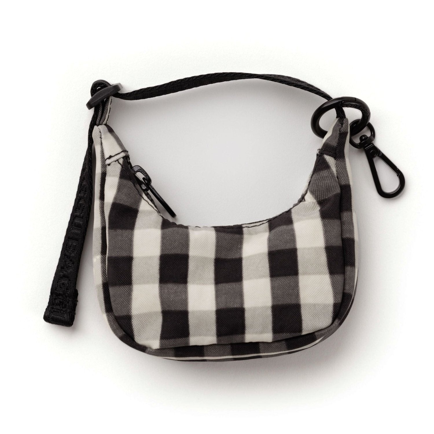 Baggu Crescent Bag Charm in Black And Cream Gingham - Getoutside Shoes