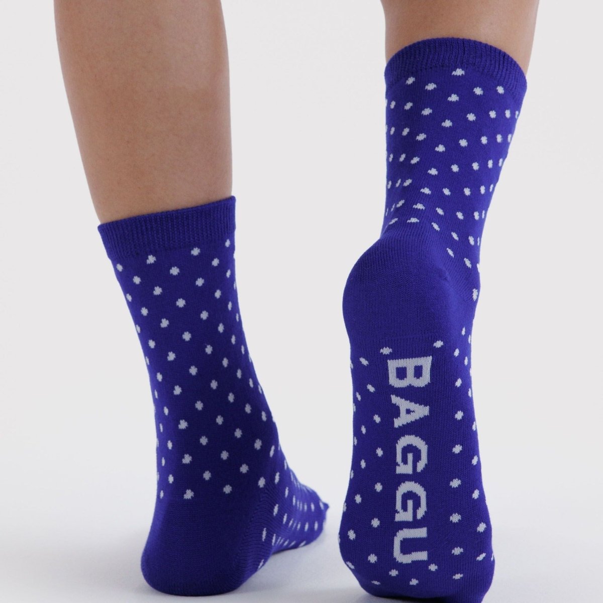 Baggu Crew Sock in Micro Blue and White Polka Dot - Getoutside Shoes