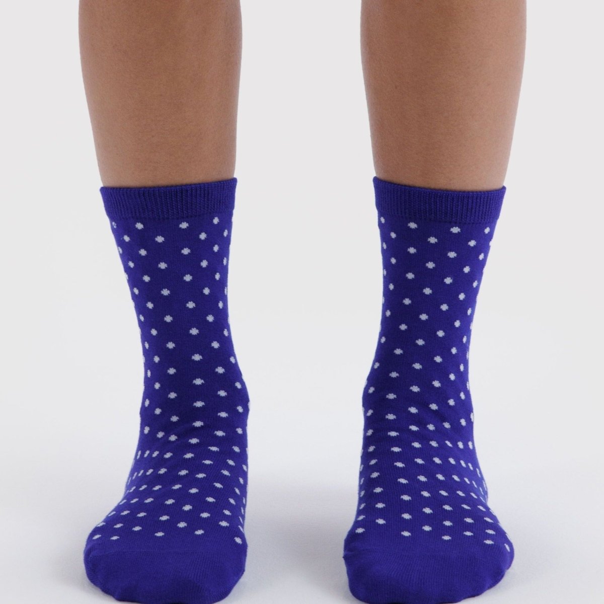 Baggu Crew Sock in Micro Blue and White Polka Dot - Getoutside Shoes