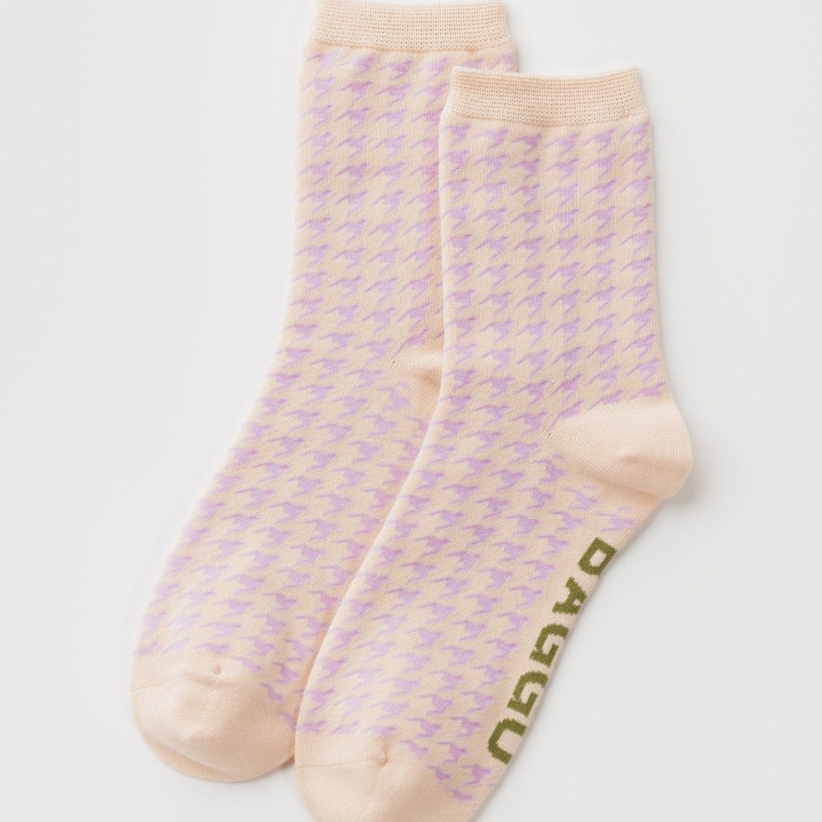 Baggu Crew Sock in Pink Houndstooth - Getoutside Shoes