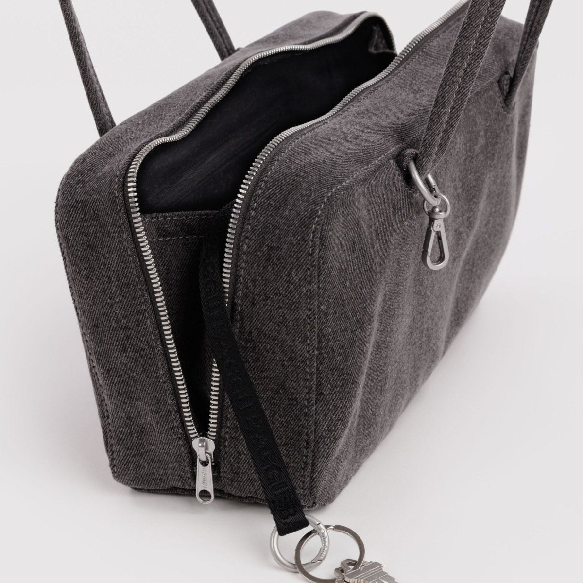 Baggu Denim Bowler Bag in Washed Black Denim - Getoutside Shoes