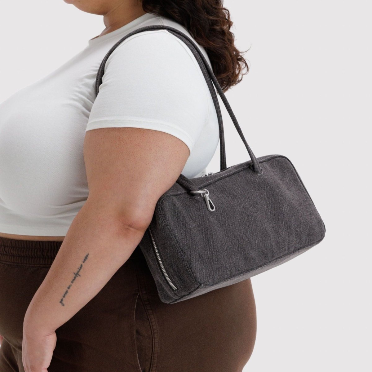 Baggu Denim Bowler Bag in Washed Black Denim - Getoutside Shoes