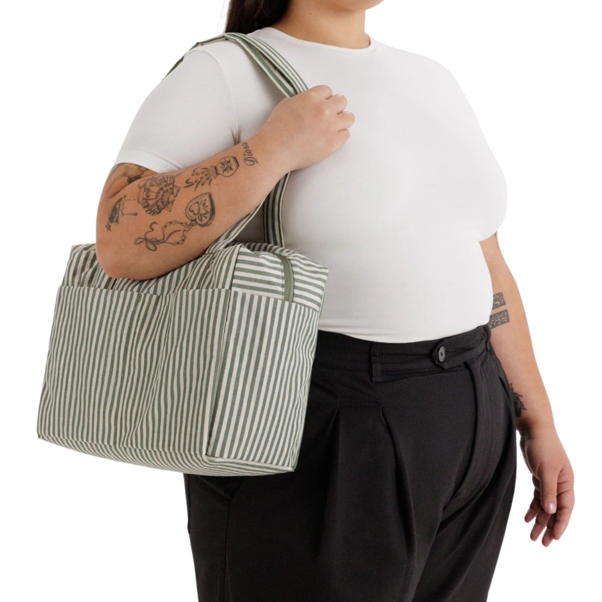 Baggu Everyday Cloud Bag in Sage Stripe - Getoutside Shoes