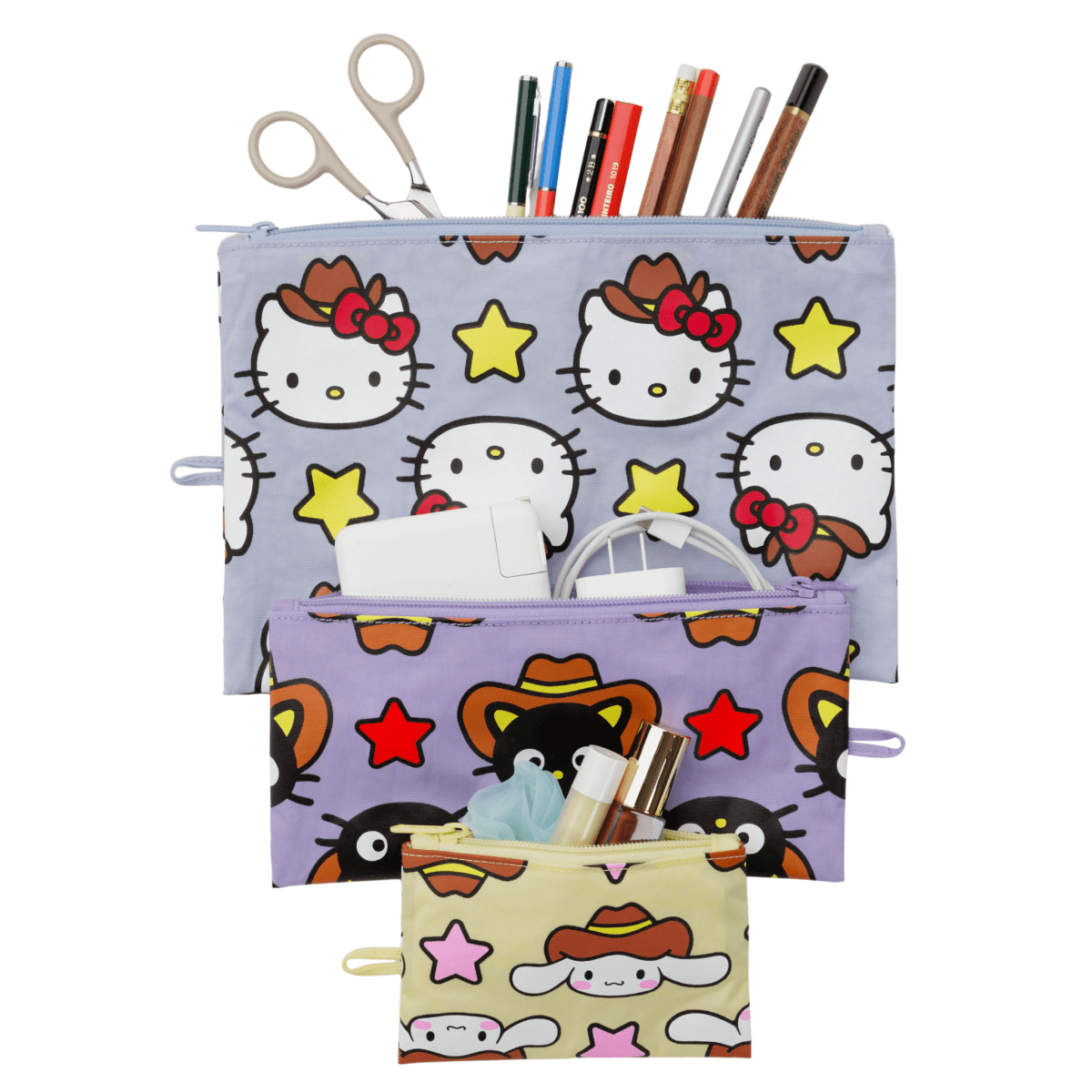 Baggu Flat Pouch Set in Hello Kitty & Friends Western - Getoutside Shoes