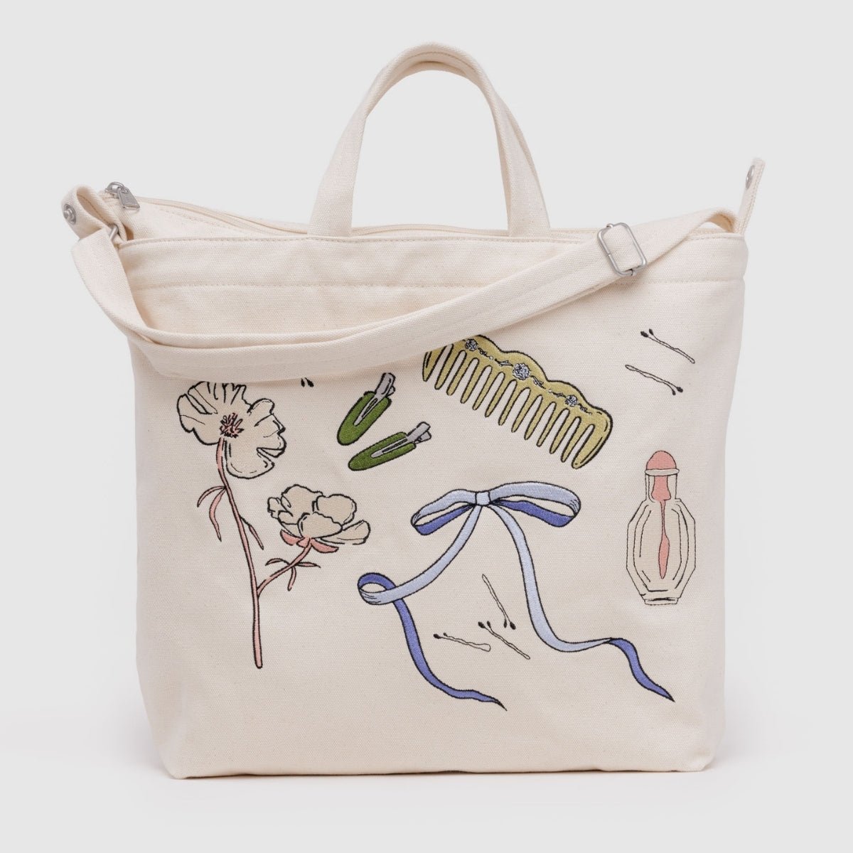 Baggu Horizontal Zip Duck Bag in Embroidered Get Ready With Me - Getoutside Shoes