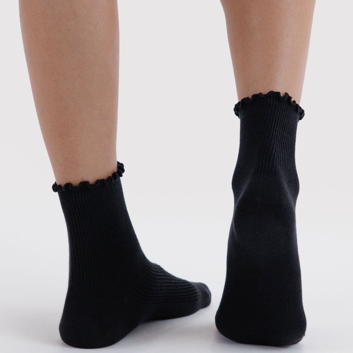 Baggu Lettuce Edge Sock Set of 2 in Black - Getoutside Shoes