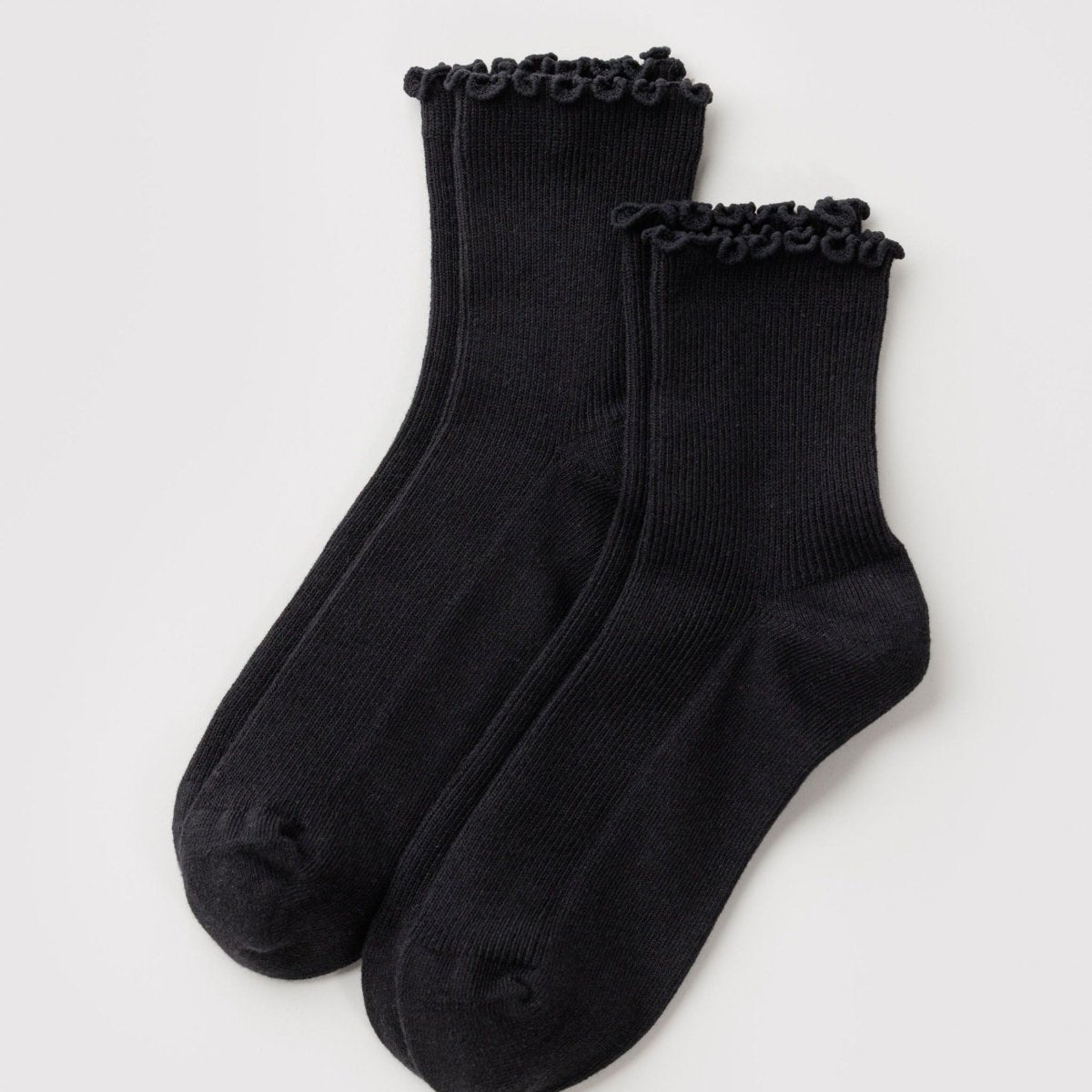 Baggu Lettuce Edge Sock Set of 2 in Black - Getoutside Shoes