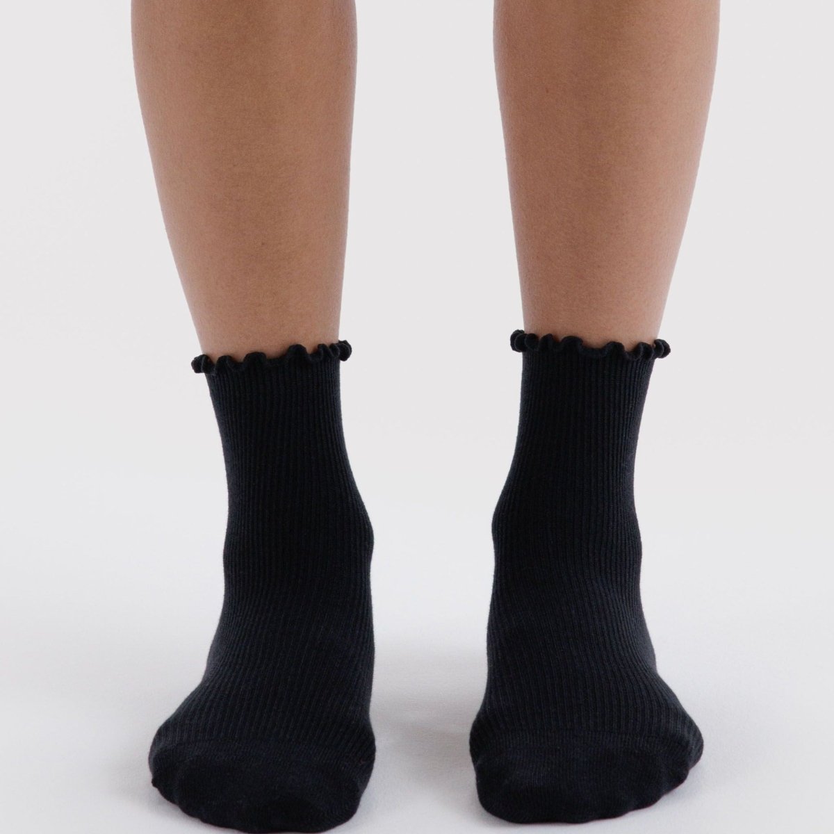 Baggu Lettuce Edge Sock Set of 2 in Black - Getoutside Shoes
