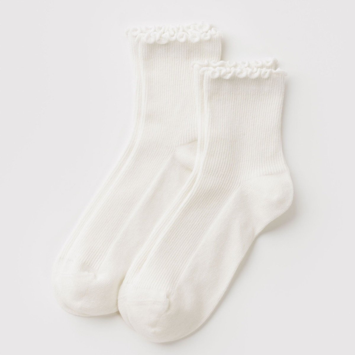 Baggu Lettuce Edge Sock Set of 2 in White - Getoutside Shoes