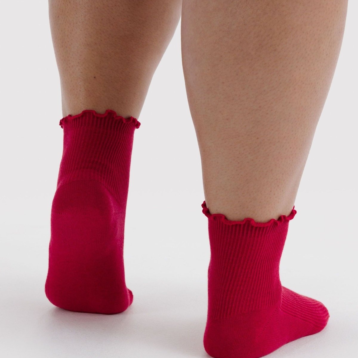 Baggu Lettuce Edge Sock Set of 2 in Wild Plum & Cherry - Getoutside Shoes