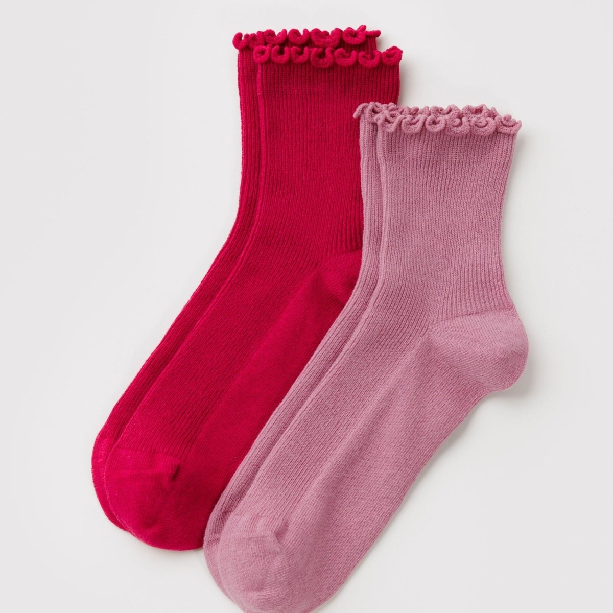 Baggu Lettuce Edge Sock Set of 2 in Wild Plum & Cherry - Getoutside Shoes