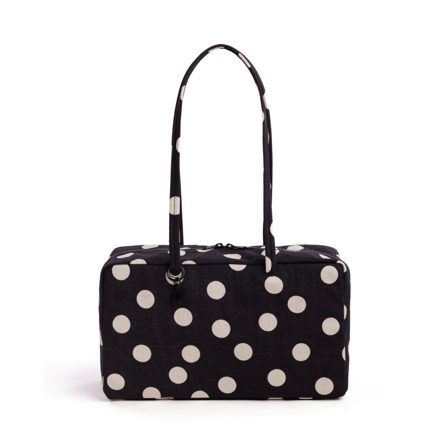 Baggu Medium Nylon Bowler Bag in Black And Cream Polka Dot - Getoutside Shoes