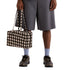 Baggu Medium Nylon Bowler Bag in Blurred Gingham Brown - Getoutside Shoes