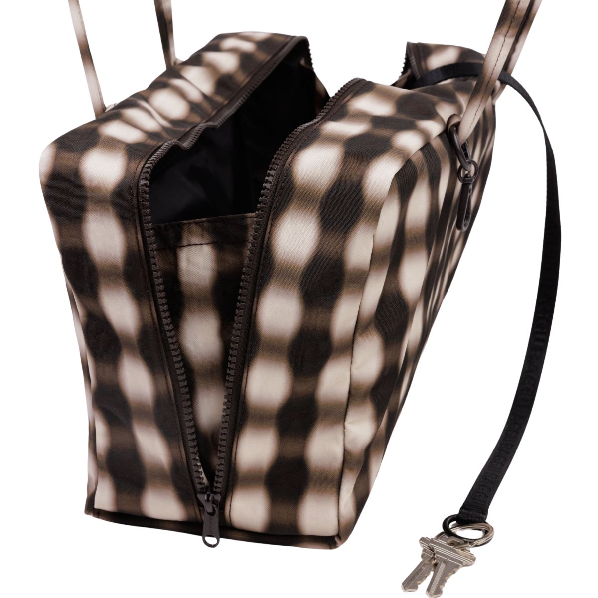 Baggu Medium Nylon Bowler Bag in Blurred Gingham Brown - Getoutside Shoes