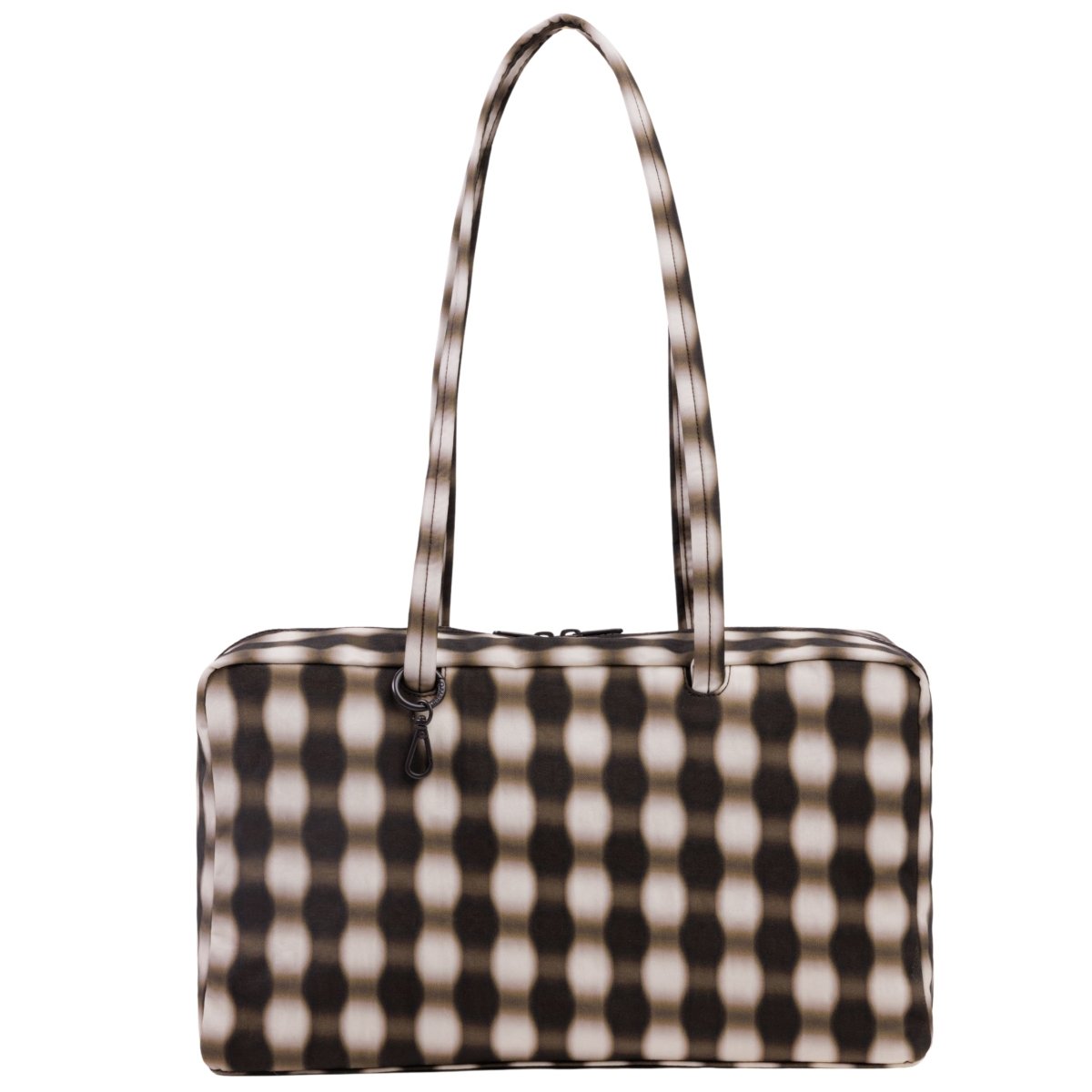 Baggu Medium Nylon Bowler Bag in Blurred Gingham Brown - Getoutside Shoes