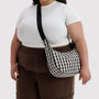 Baggu Medium Nylon Crescent Bag in Black and Cream Gingham - Getoutside Shoes
