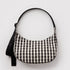 Baggu Medium Nylon Crescent Bag in Black and Cream Gingham - Getoutside Shoes