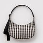 Baggu Medium Nylon Crescent Bag in Black and Cream Gingham - Getoutside Shoes