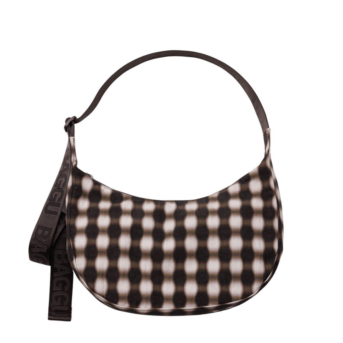 Baggu Medium Nylon Crescent Bag in Blurred Gingham Brown - Getoutside Shoes