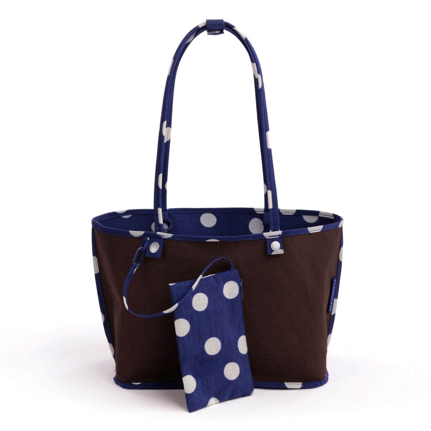 Baggu Medium Nylon Reversible Tote in Navy Polka Dot Mix - Getoutside Shoes