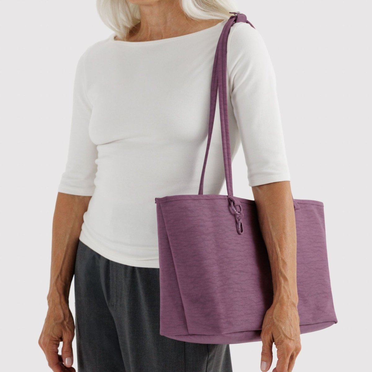Baggu Medium Nylon Reversible Tote in Wild Plum Mix - Getoutside Shoes