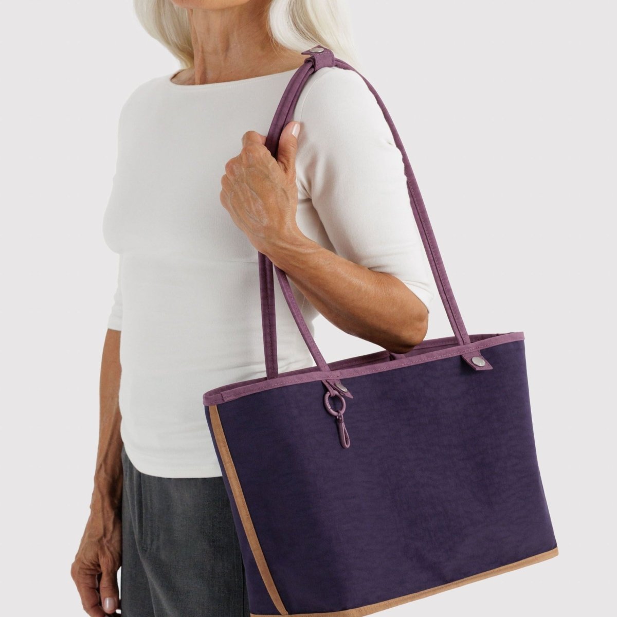 Baggu Medium Nylon Reversible Tote in Wild Plum Mix - Getoutside Shoes
