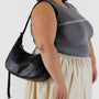 Baggu Medium Recycled Leather Crescent Bag in Black - Getoutside Shoes