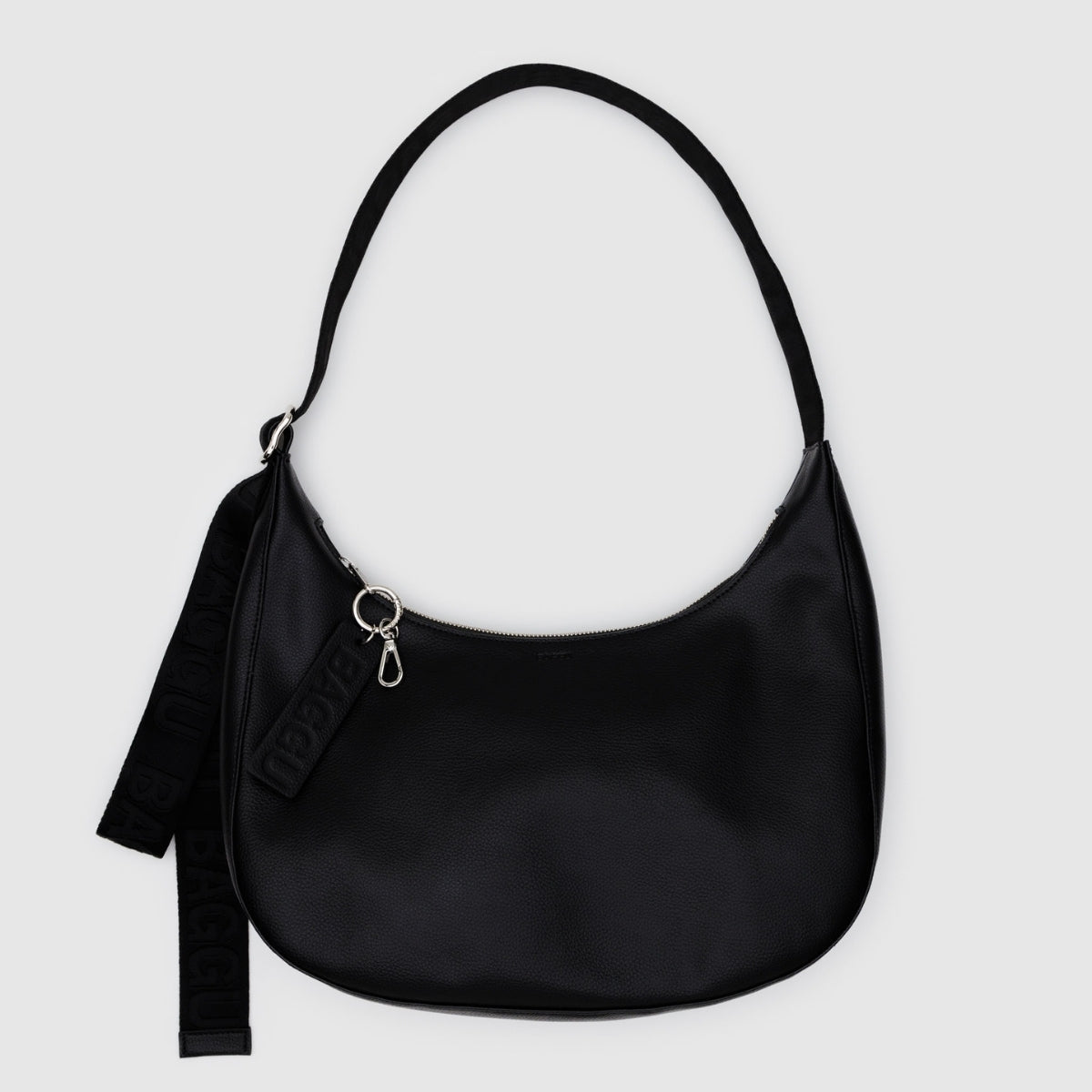 Baggu Medium Recycled Leather Crescent Bag in Black - Getoutside Shoes