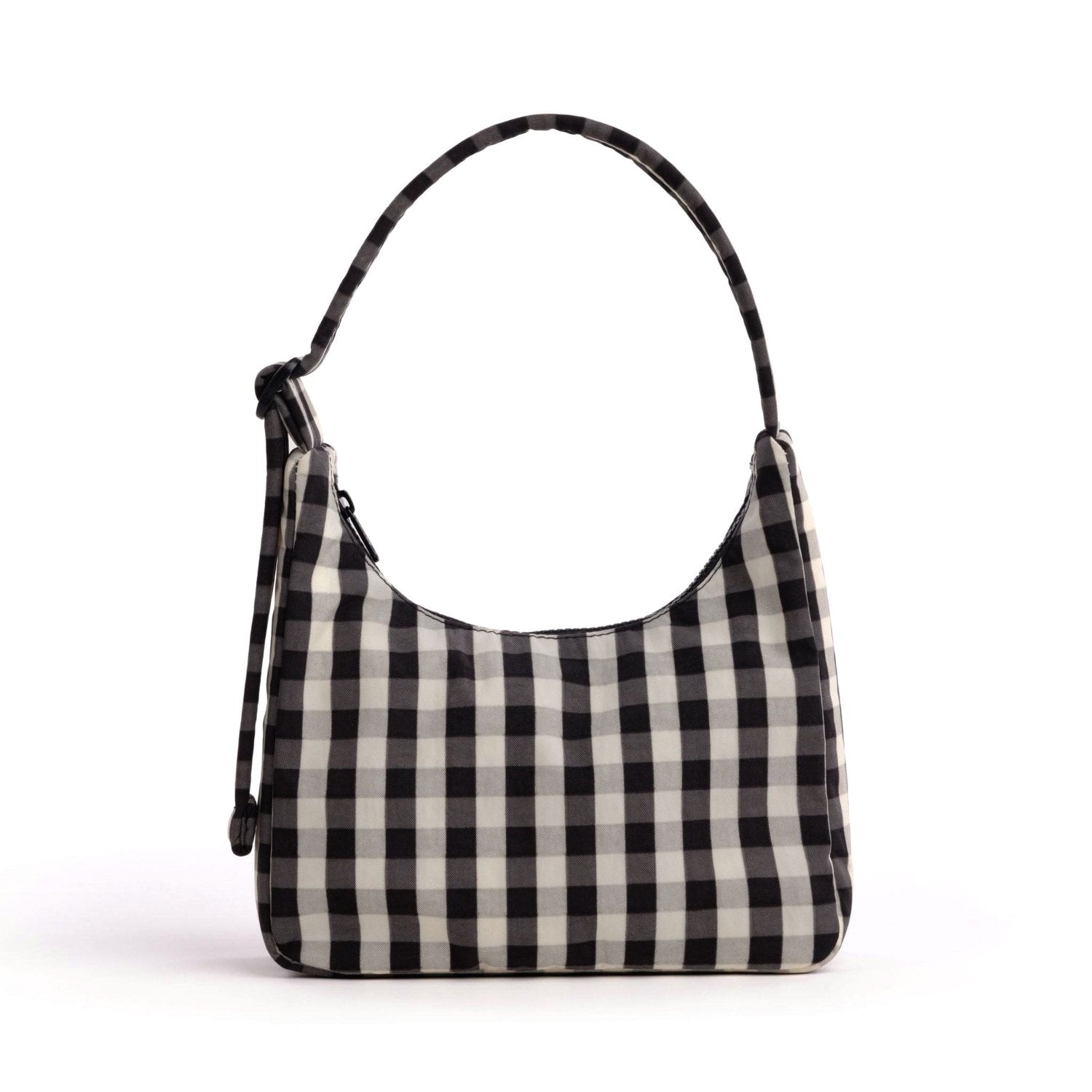 Baggu Mini Nylon Shoulder Bag in Black And Cream Gingham - Getoutside Shoes
