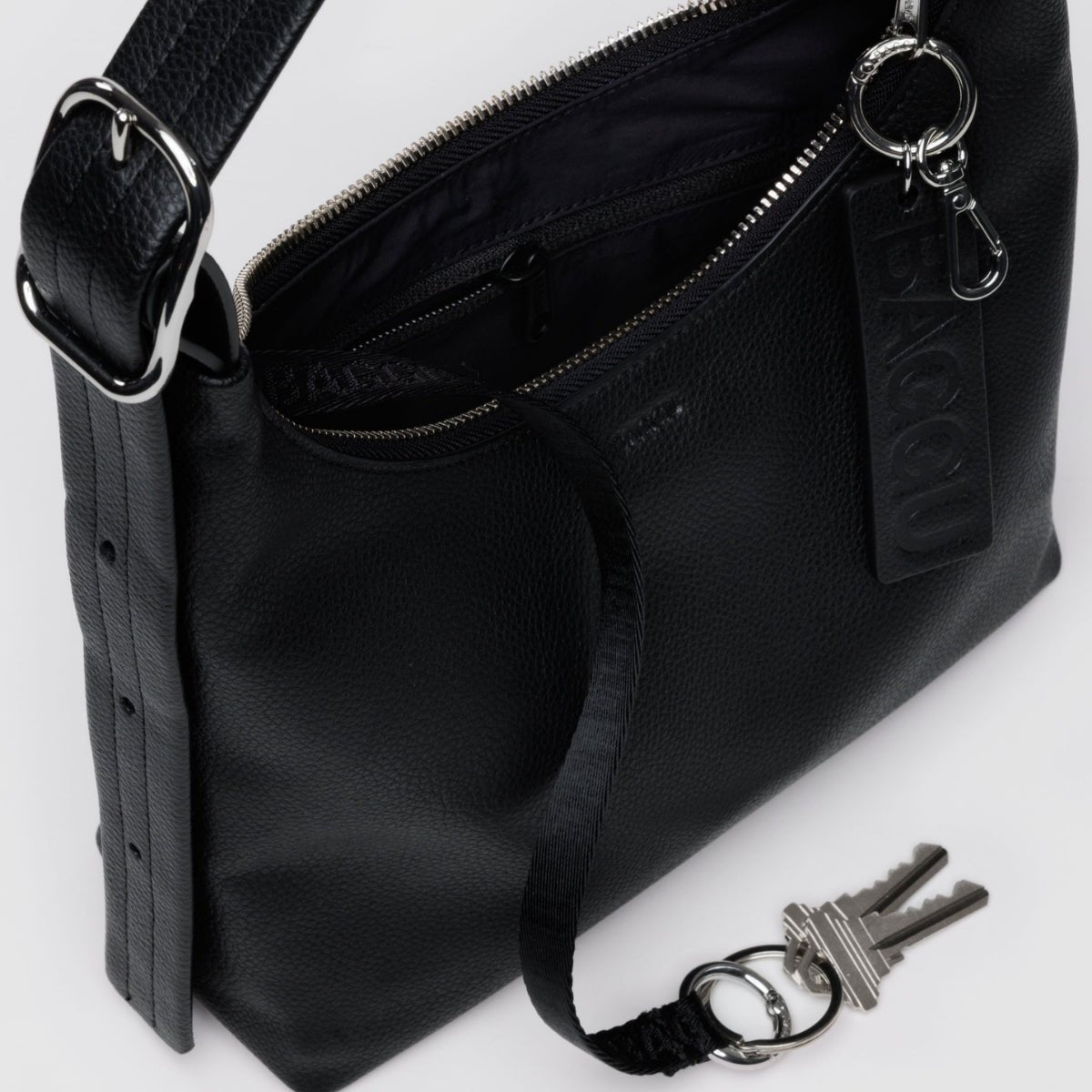 Baggu Mini Recycled Leather Shoulder Bag in Black - Getoutside Shoes