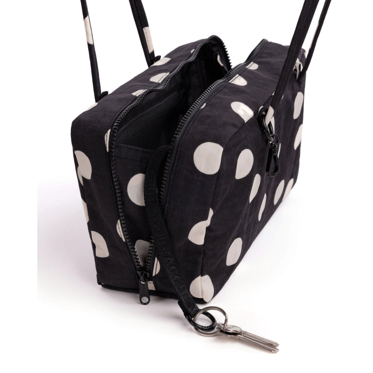 Baggu Nylon Bowler Bag in Black And Cream Polka Dot - Getoutside Shoes